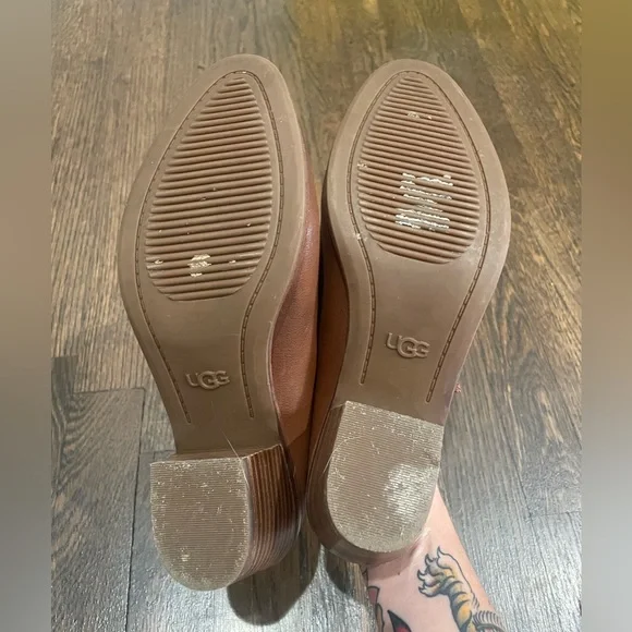 UGG brown ombre leather clogs with a 3 inch heel. - Picture 5 of 9